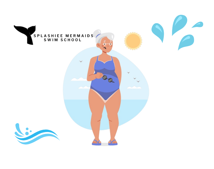 Cold water swimming and menopause a woman in her 50s swimming at an outdoor pool at sunrise